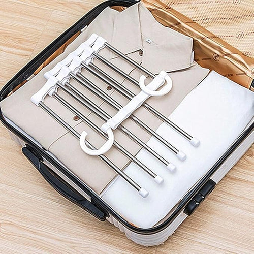 5 in 1 Hanger, Clothes Hanging Stainless Steel, Folding, Closet Organizer Pack of 2