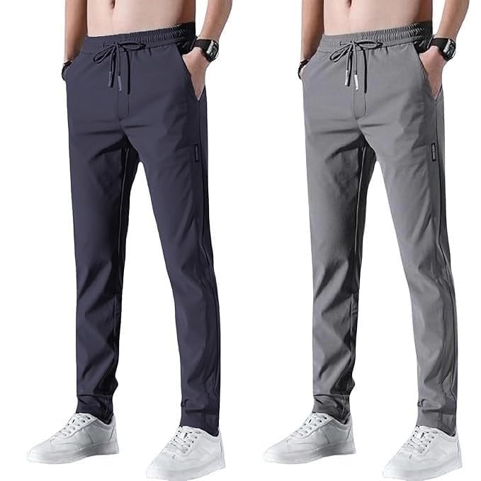 Men’s Lycra Solid Track Pants Combo (Pack of 2)