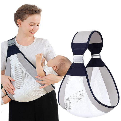 Baby Sling Carrier Adjustable Baby Holder Carrier Baby Half Wrapped Sling Hip Carrier Breathable Cotton Mesh Fabric for Newborn