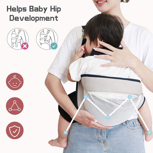 Baby Sling Carrier Adjustable Baby Holder Carrier Baby Half Wrapped Sling Hip Carrier Breathable Cotton Mesh Fabric for Newborn