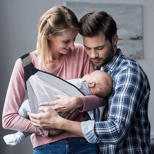 Baby Sling Carrier Adjustable Baby Holder Carrier Baby Half Wrapped Sling Hip Carrier Breathable Cotton Mesh Fabric for Newborn
